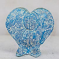 Ceramic vase, Blue Fossil Heart