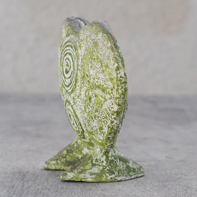 Ceramic vase, 'Spiral Fossil Heart' - Ceramic vase