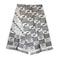 Cotton kente scarf, 'Net' - Cotton kente scarf