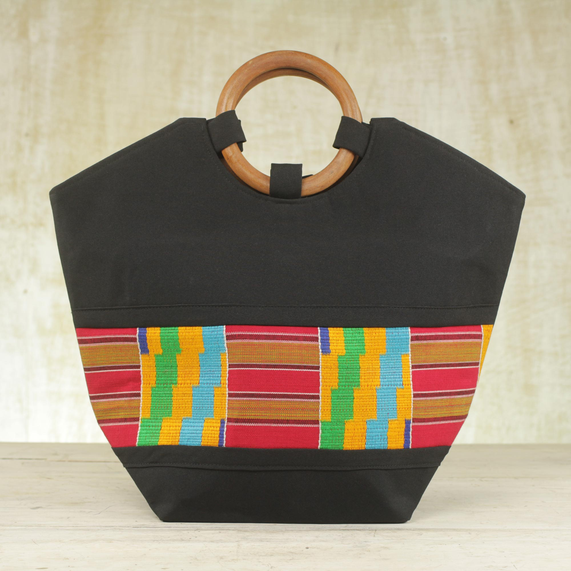 NOVICA Multicolored Cotton Kente Shoulder Bag Legacy 