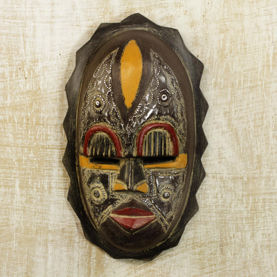 Nigerian Wood Wall Mask - Heart of Grief | NOVICA