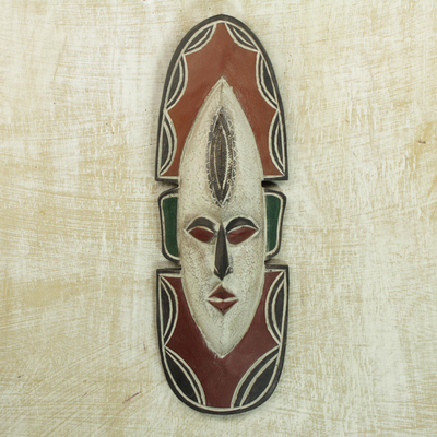 Ghanaian wood mask, 'Love Me' - Fair Trade Carved Wood Mask