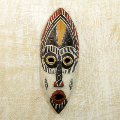 Nigerian wood mask, 'Kaduna Protector' - Hand Carved Nigerian Mask