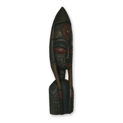 Máscara de madera africana, 'Mi buen amigo II' - Máscara de madera única