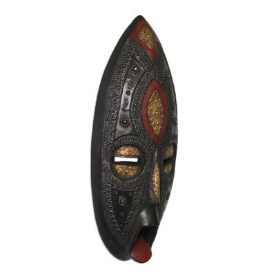 Ghanaian wood mask, 'Be Faithful' - Unique African Wood Mask