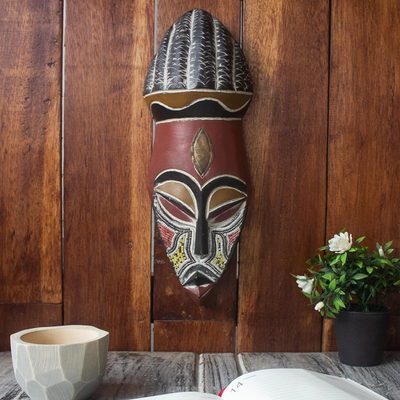 African mask, 'Vigilance' - Authentic Handcrafted Beaded African Mask