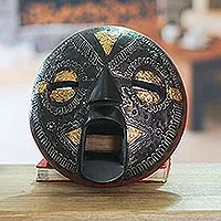 Ghanaian wood mask, 'Beautiful Soul' - Hand Crafted African Wood Mask