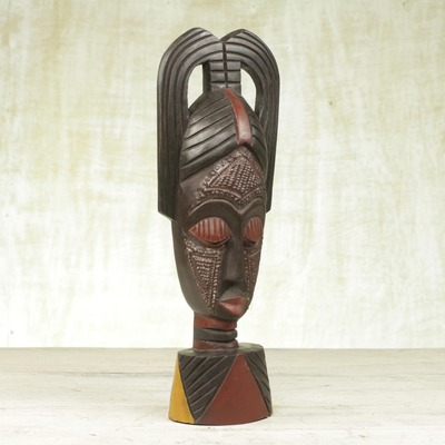 Máscara de madera de África, 'Paz' - Máscara de madera de África