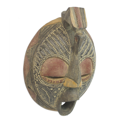 African wood mask, 'A Blessing' - Artisan Crafted Wood Wall Mask