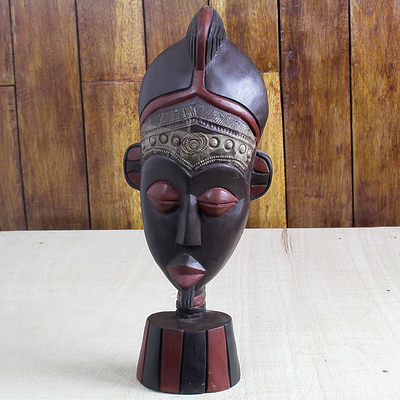 Africa wood mask, 'Sympathy II' - Hand Carved Wood Mask