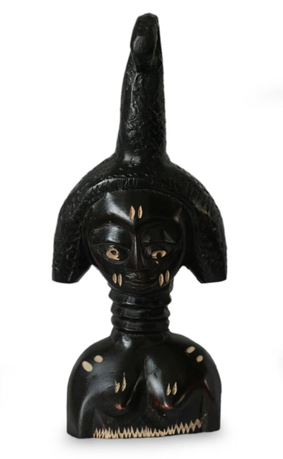 Wood sculpture, 'Lady of Ghana' - Wood sculpture