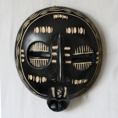 Máscara de madera de Ghana - Máscara de madera africana hecha a mano artesanalmente