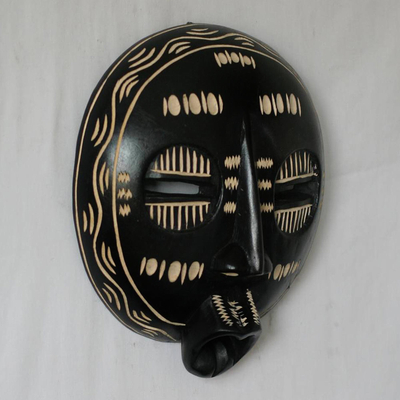 Ghanaian wood mask, 'Good Chief Balumba' - Artisan Crafted African Wood Mask