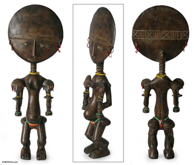 Wood fertility doll, 'Twin Children' - Wood fertility doll