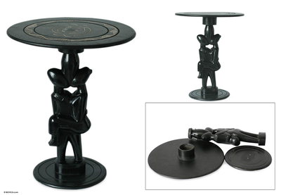 Wood accent table, 'African Sweethearts' - Wood accent table