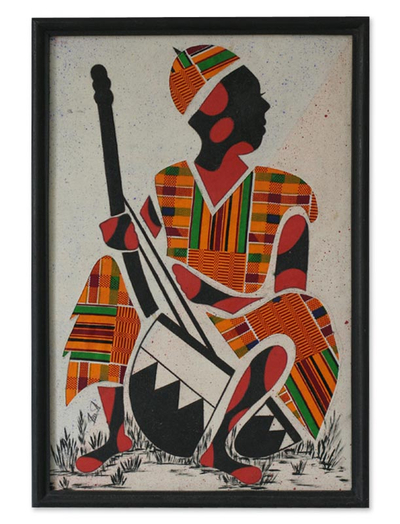Wandkunst aus Kente-Stoff – Wandcollage aus afrikanischem Kente-Stoff