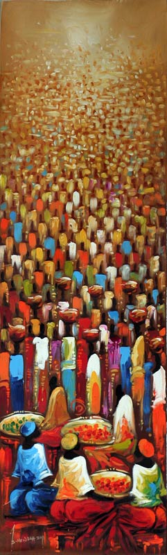 'Market Day III' - African Freestyle Painting