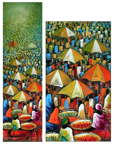 'Market Day I' - Modern and Freestyle Painting from Africa