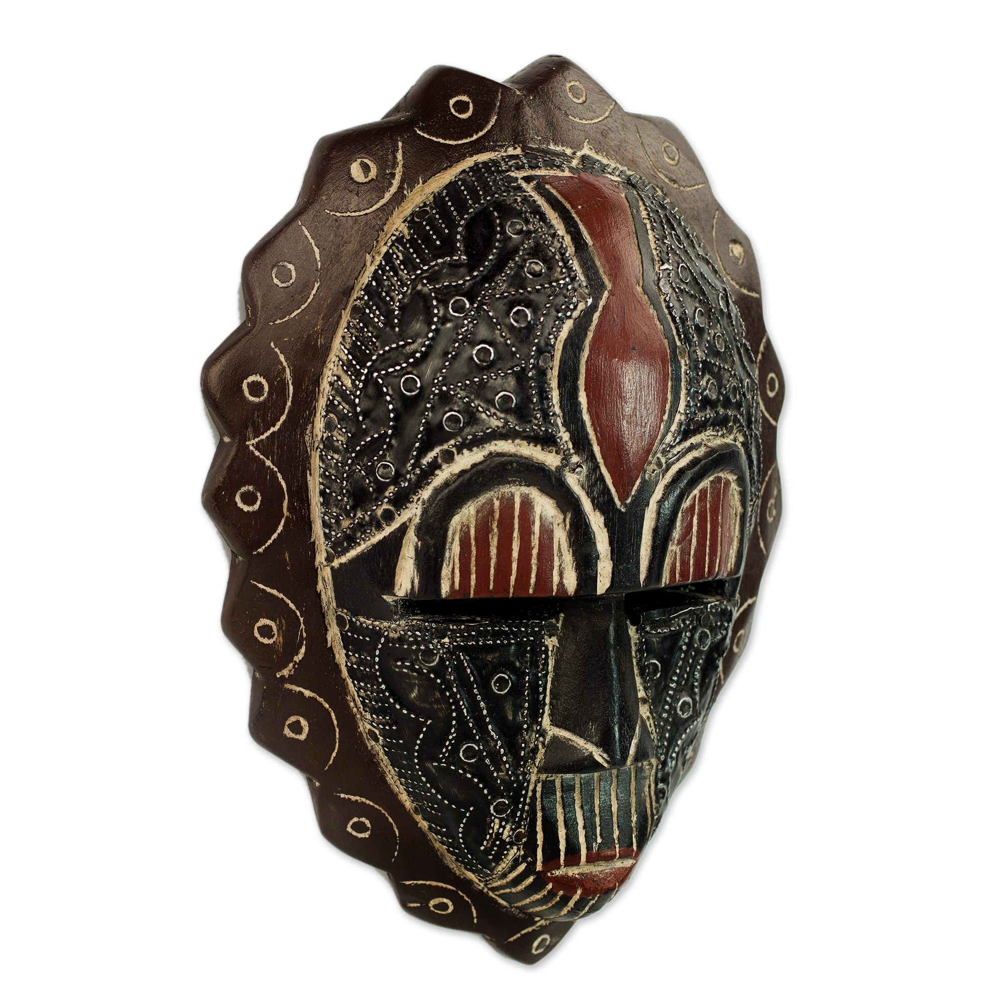 African Wood Mask - Happiness | NOVICA