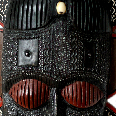 Ghanaian wood mask, 'Protector' - Hand Carved African Wall Mask