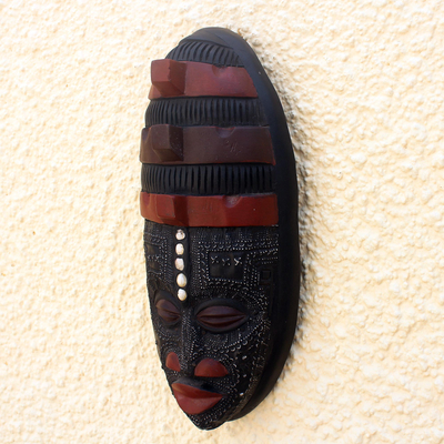 Ghanaian wood mask, 'Akan Blessing' - African wood mask