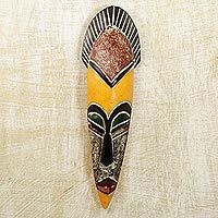 Ghanaian wood mask, 'Protect the Jungle' - African Wood Wall Mask