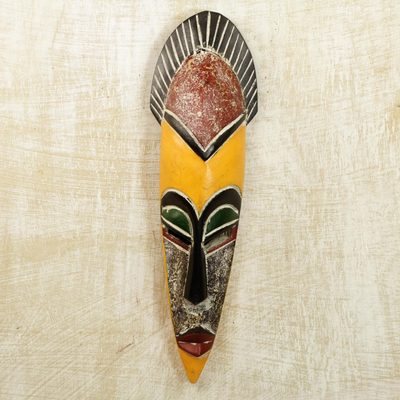Ghanaian wood mask, 'Protect the Jungle' - African Wood Wall Mask