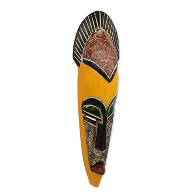 Ghanaian wood mask, 'Protect the Jungle' - African Wood Wall Mask