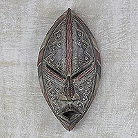 Ghanaian wood mask, 'Kind Neighbor' - Unique Wood Mask