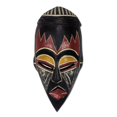 Ghanaian wood mask, 'Be Persistent' - African wood mask
