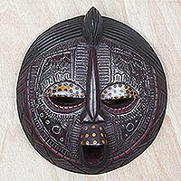 Ghanaian wood mask, 'Ewe Linguist' - Fair Trade African Wood Mask