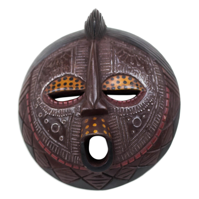 Ghanaian wood mask, 'Ewe Linguist' - Fair Trade African Wood Mask