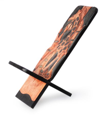 Wood lazy chair, 'Jungle Giraffe' - Handmade Wood Lazy Chair