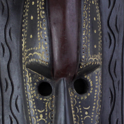 Ghanaian wood mask, 'The Conqueror' - Artisan Crafted Wood Mask