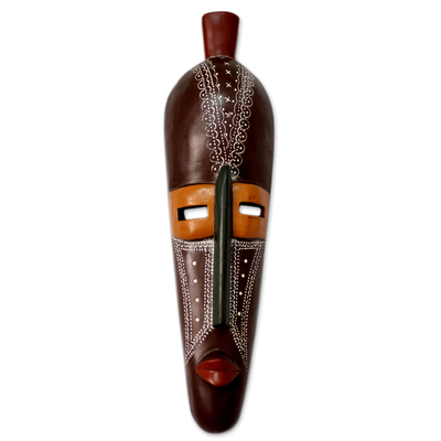 Ghanaian wood mask, 'Organize Yourself' - African wood mask