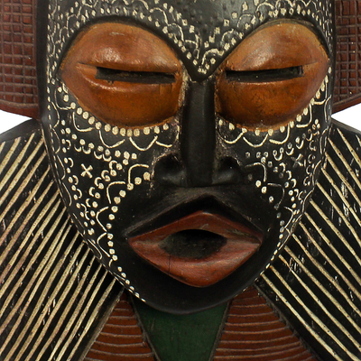 Máscara de madera de Ghana - Máscara de madera africana hecha a mano.