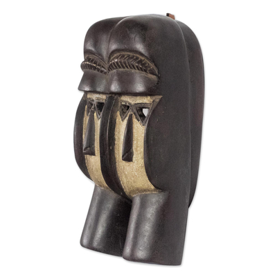 Ivoirian wood mask, 'Kran Twins' - Ivoirian wood mask