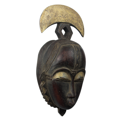 Ivoirische Holzmaske, „Yoari Moon“ – handgefertigte Holzmaske der Elfenbeinküste