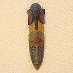 Máscara de madera africana única, 'pájaro krukudu'