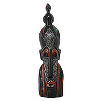 Ghanaische Holzmaske, „The Chief's Messenger“ – afrikanische Holzmaske