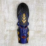 Handmade African Wood Mask, 'Royal Identification'
