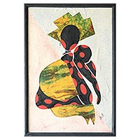 Baumwoll-Batik-Wandkunst, „Mother's Pride“ – handwerklich gefertigte Volkskunstmalerei