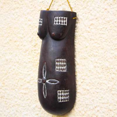 Ghanaian wood wall sculpture, 'Fruitful Woman' - Hand Crafted Wood Wall Sculpture