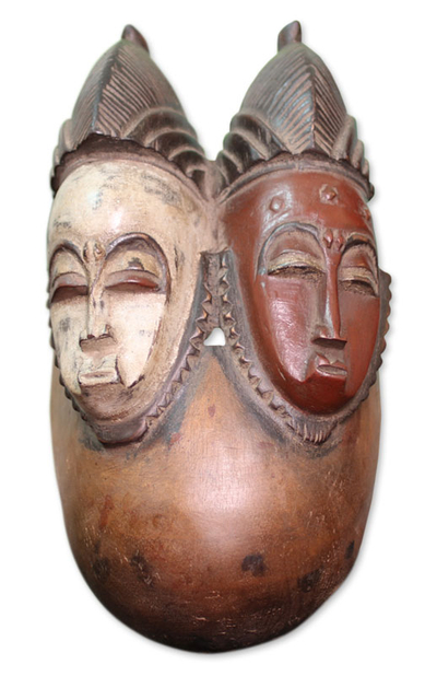Maske aus Baule-Holz, 'Trauungszeremonie - Baule-Holz-Maske