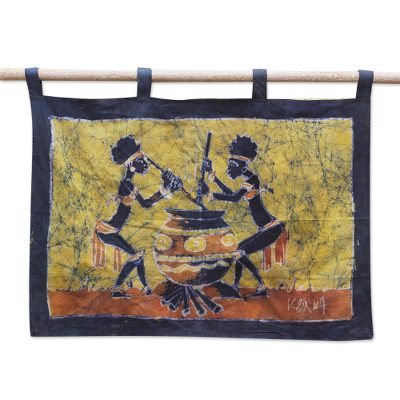 Batik wall hanging, 'Pito Beer' - Batik wall hanging
