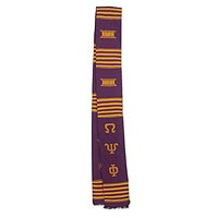 Kente scarf, 'Golden Throne' - African Kente Cloth Purple and Gold Scarf
