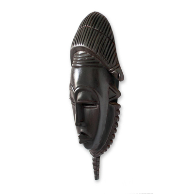 Máscara de madera de teca de África - Máscara de madera tallada a mano