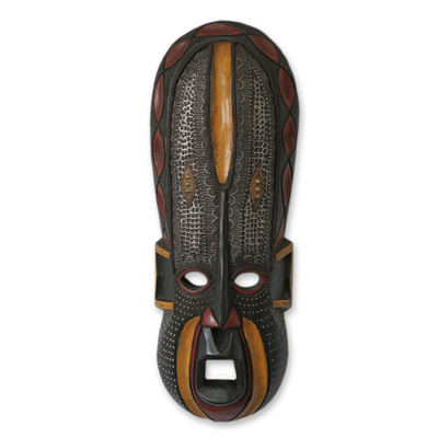Ghanaian wood mask, 'Akan Beauty' - Hand Made African Wood Mask