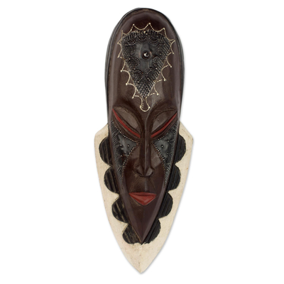 Ghanaian wood mask, 'Peaceful Successor' - African wood mask