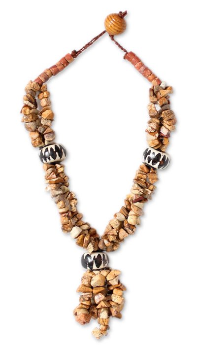 Agate and bauxite beaded necklace